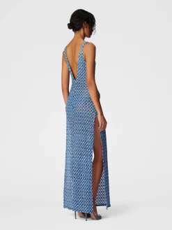 Robe couvrante en lamé de viscose motif coquille avec fente