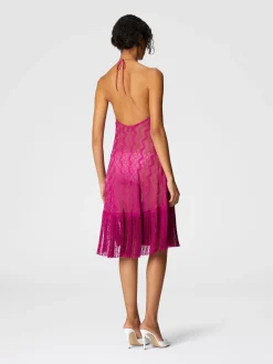 Robe couvrante en viscose lamé zigzag à franges