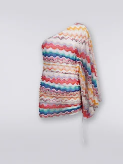 Robe de plage à épaule dénudée en crochet à motif ondulé