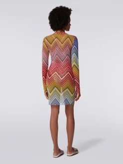 Robe de plage en tulle à imprimé à zig zag