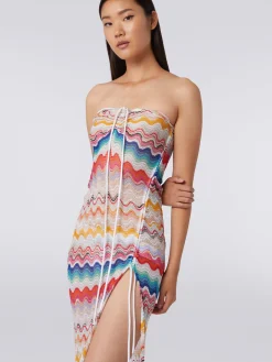 Robe de plage longue en crochet à motif ondulé