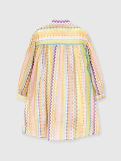 Robe en mélange de coton et de soie avec motif zigzag