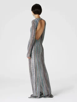 Robe longue à sequins et découpes