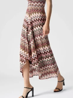 Robe longue en coton et viscose zigzag