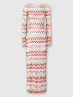 Robe longue en dentelle de viscose lamée avec dos nu