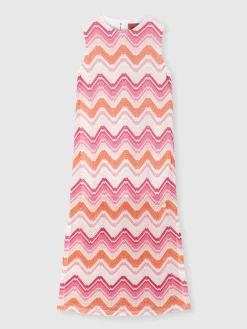 Robe longue en mélange de viscose avec motif chevron.