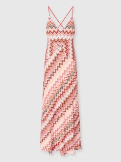 Robe longue en patchwork à motif zigzag et bretelles croisées