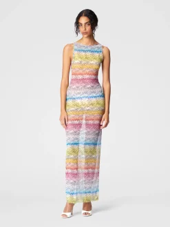 Robe longue sans manches en tulle imprimé