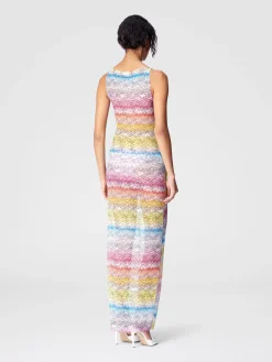 Robe longue sans manches en tulle imprimé