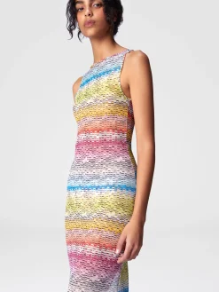 Robe longue sans manches en tulle imprimé