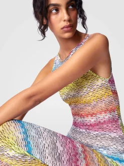 Robe longue sans manches en tulle imprimé