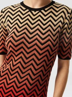 Robe midi dégradée à motif chevron