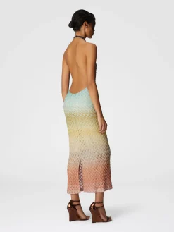 Robe midi dégradée avec col américain