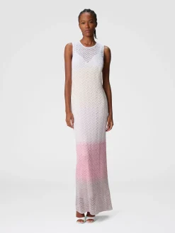 Robe sans manches en viscose chevron dégradée