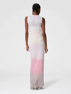 Robe sans manches en viscose chevron dégradée