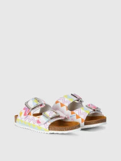 Sandales à double bande imprimé zig zag