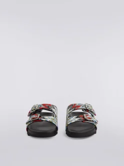 Sandales à double bride en tissu flammé