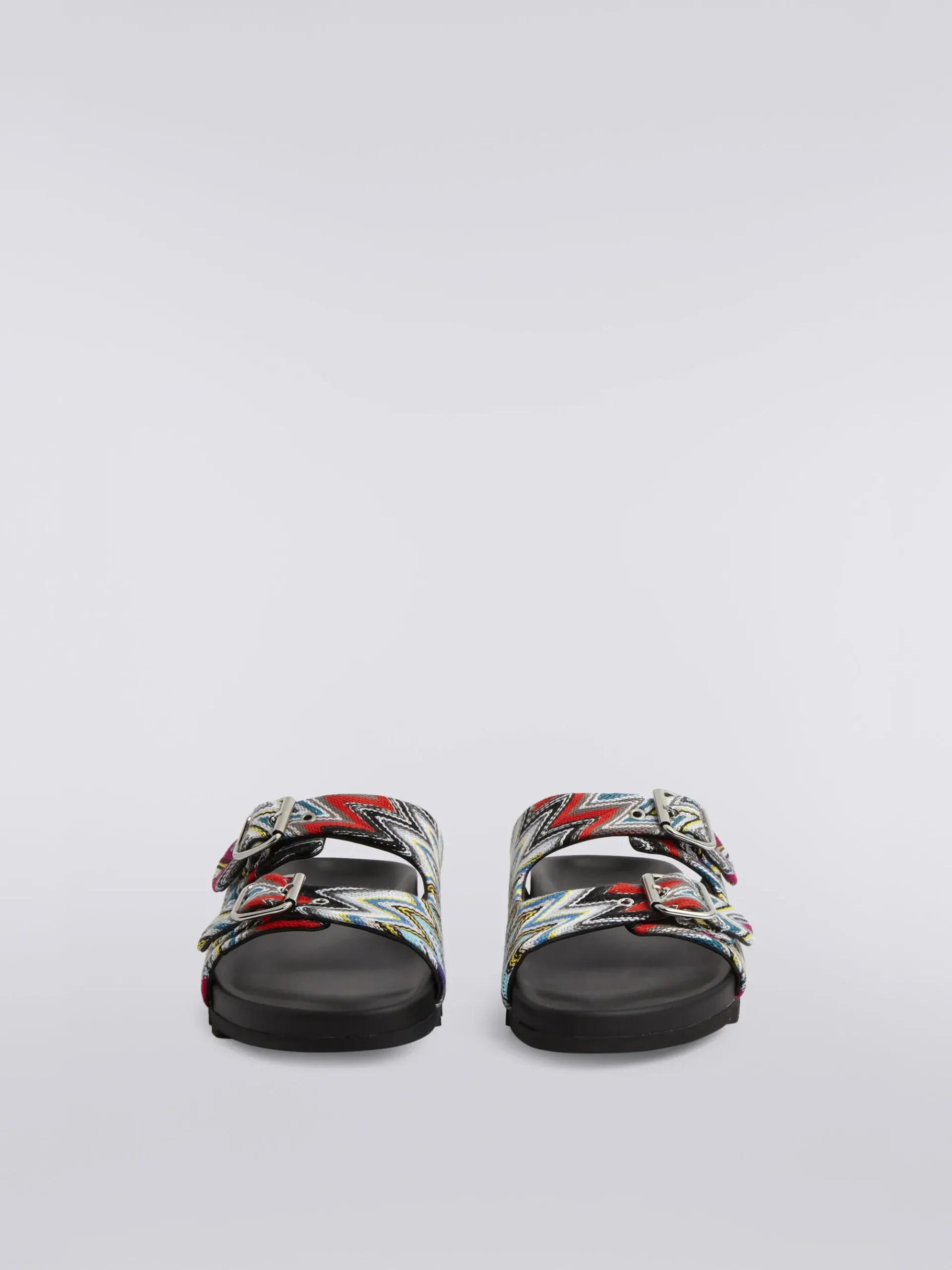 Sandales à double bride en tissu flammé