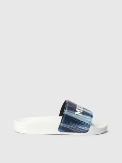 Sandales slip-on avec motif rayé et logo