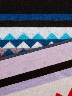 Serviette de plage Carllie 100x180cm en tissu de coton éponge à chevrons