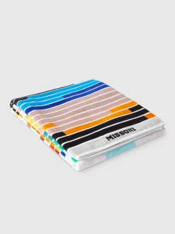 Serviette de plage en éponge de coton rayée Melody 180x100 cm