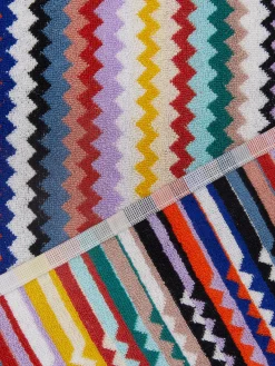 Serviette de plage 150x100 cm Riverbero en coton éponge à zigzag