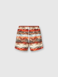 Short de bain avec imprimé dégradé macro zig zag