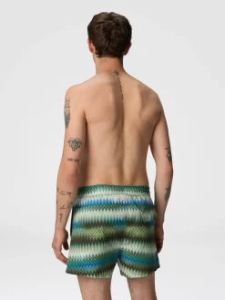 Short de bain avec imprimé dégradé micro zigzag