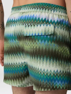 Short de bain avec imprimé dégradé micro zigzag
