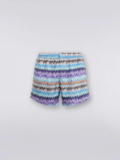 Short de bain en tissu technique à imprimé chevron