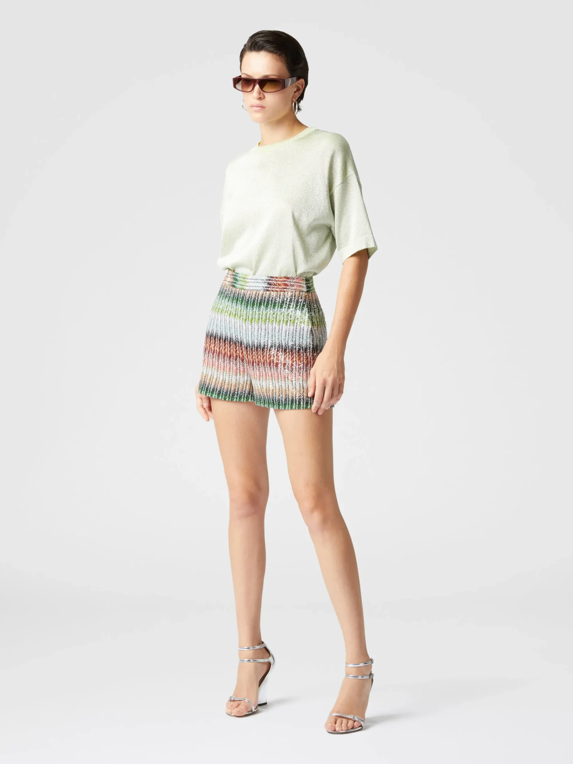 Short en maille zig zag dégradé avec paillettes