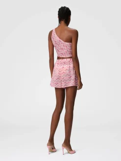 Short en tulle de viscose mélangée avec zigzag flammé