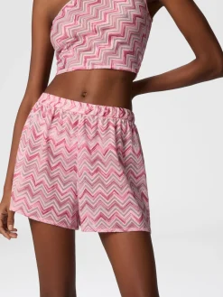 Short en tulle de viscose mélangée avec zigzag flammé