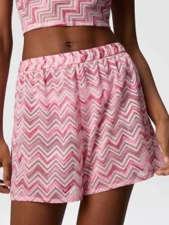 Short en tulle de viscose mélangée avec zigzag flammé