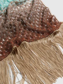 Stola avec franges en dentelle de viscose lamée