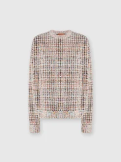 Sweat à col rond à carreaux bouclé à sequins