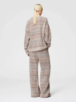 Sweat à col rond à carreaux bouclé à sequins