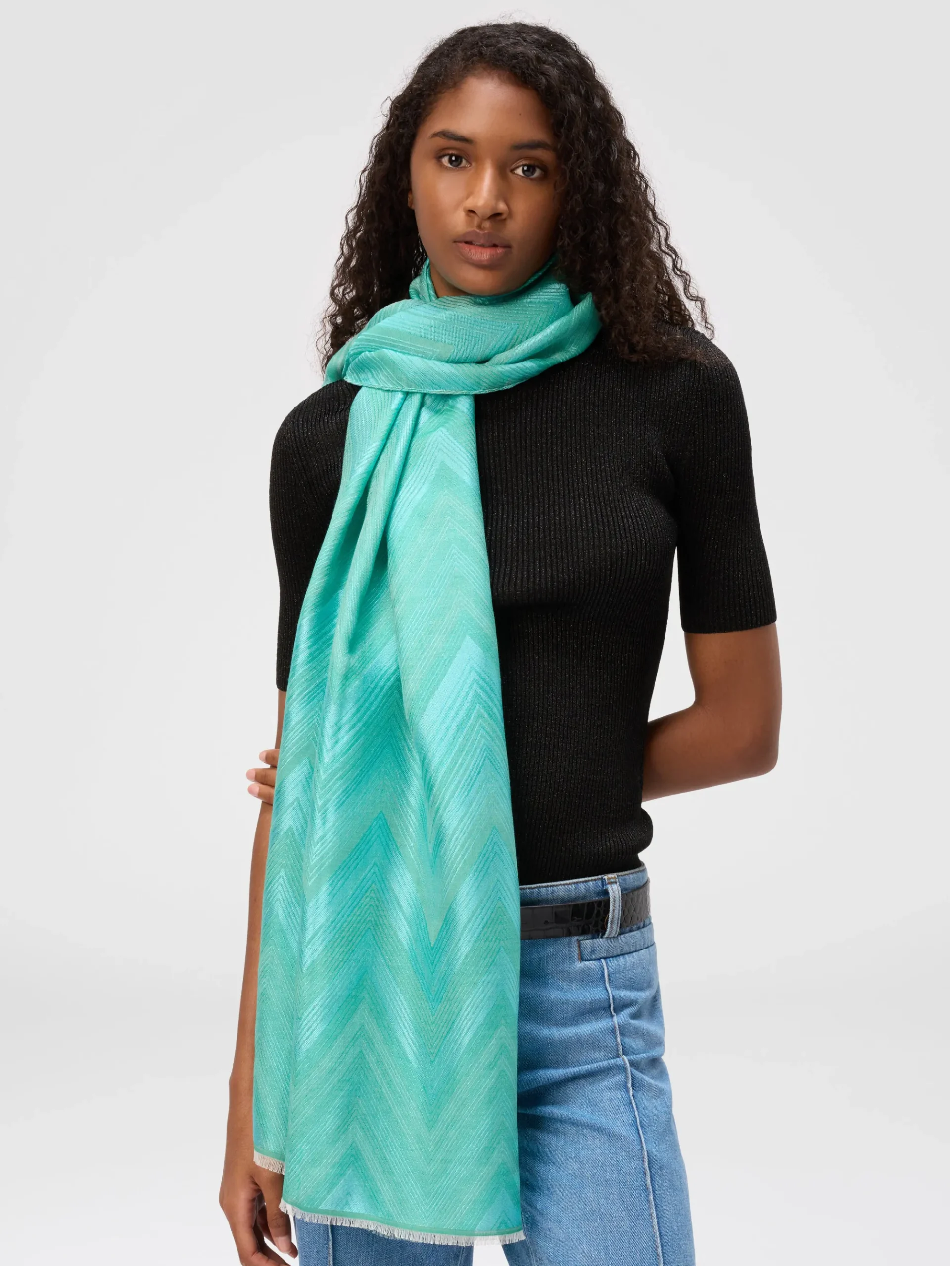 Étole à chevrons en coton mélangé