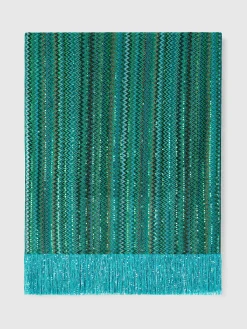 Étole en viscose en lamé zig zag avec sequins et franges