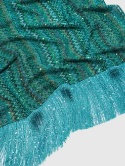 Étole en viscose en lamé zig zag avec sequins et franges