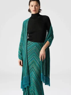 Étole en viscose en lamé zig zag avec sequins et franges