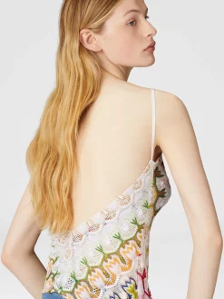 Top en dentelle sans manches avec décolleté en V