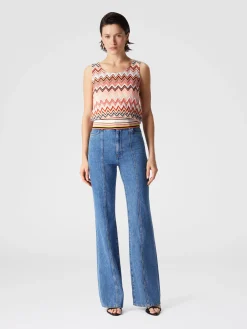 Top sans manches en coton et viscose zigzag