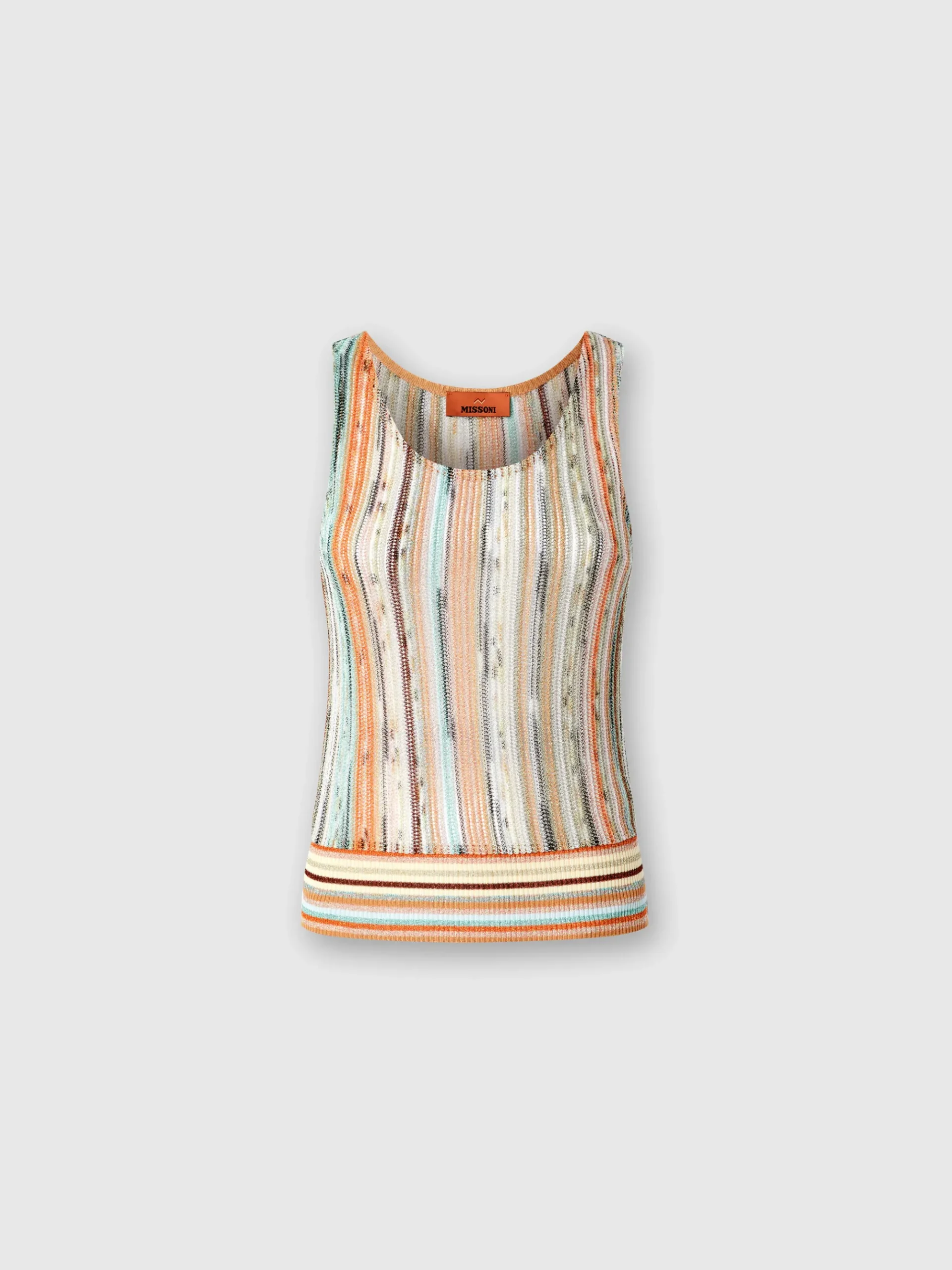 Top sans manches en viscose flammée lamé rayé