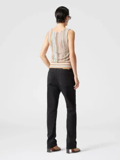 Top sans manches en viscose flammée lamé rayé