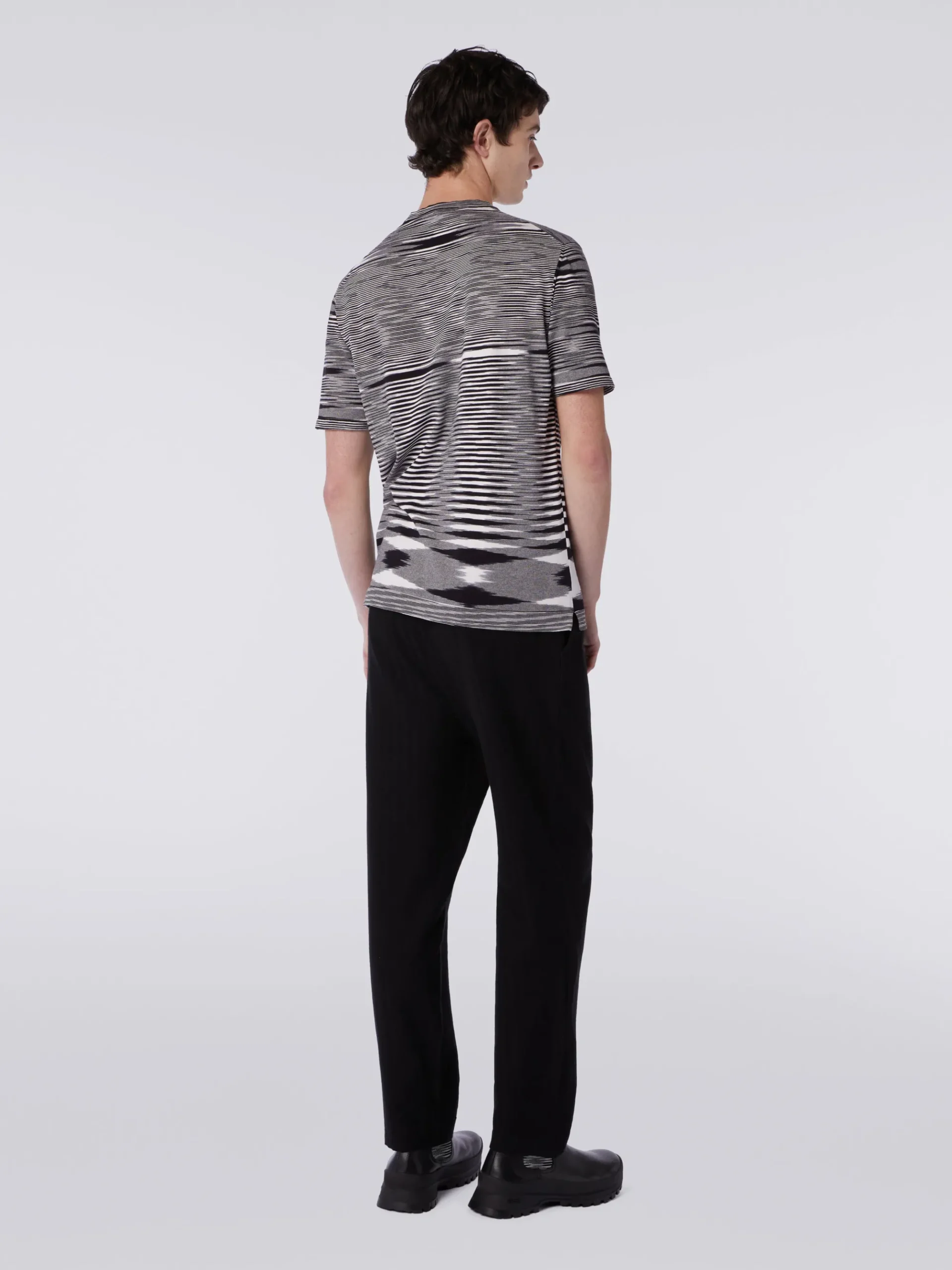 T-shirt à col ras du cou en coton flammé