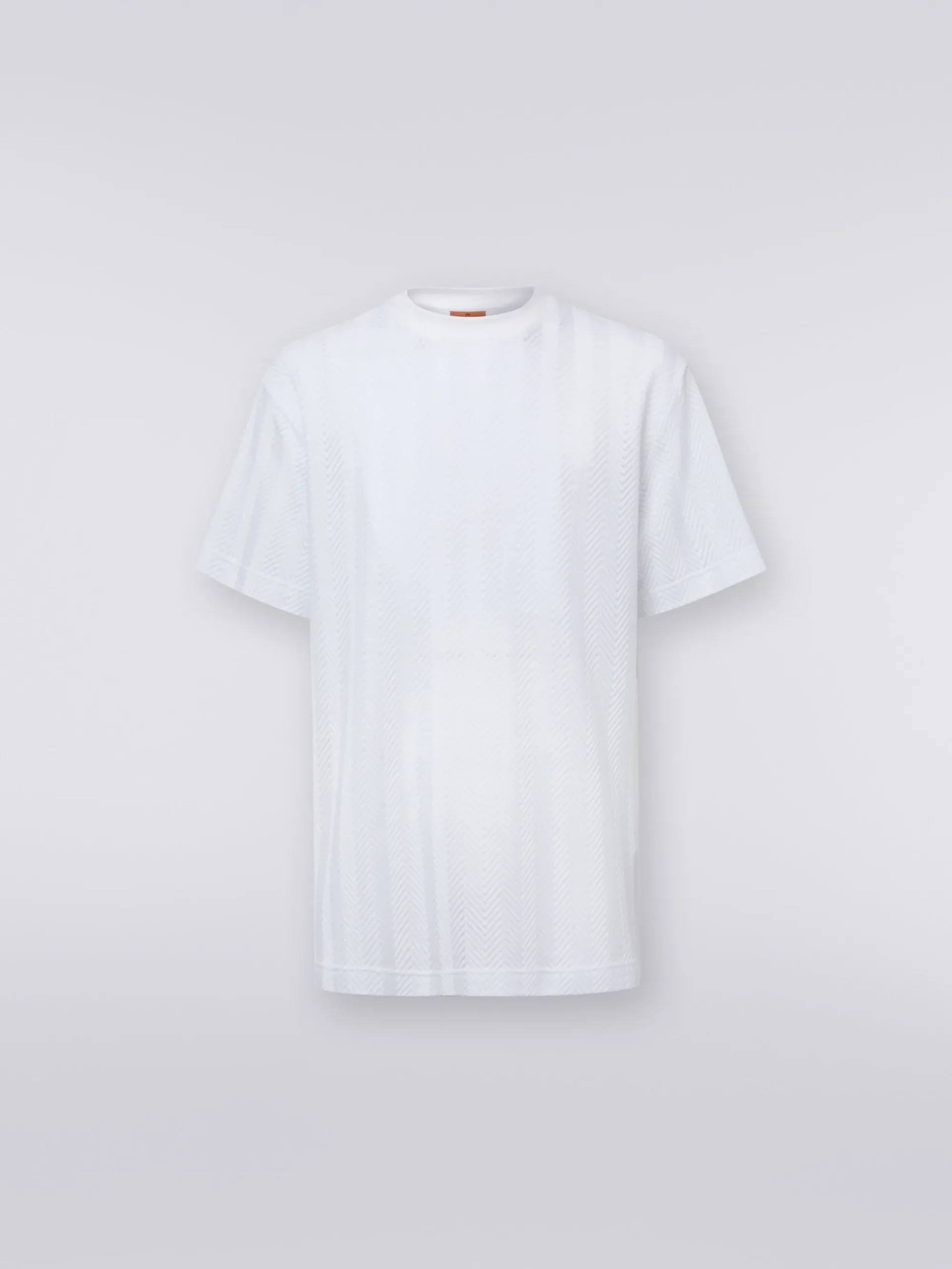 T-shirt à col ras du cou en coton et viscose à chevrons