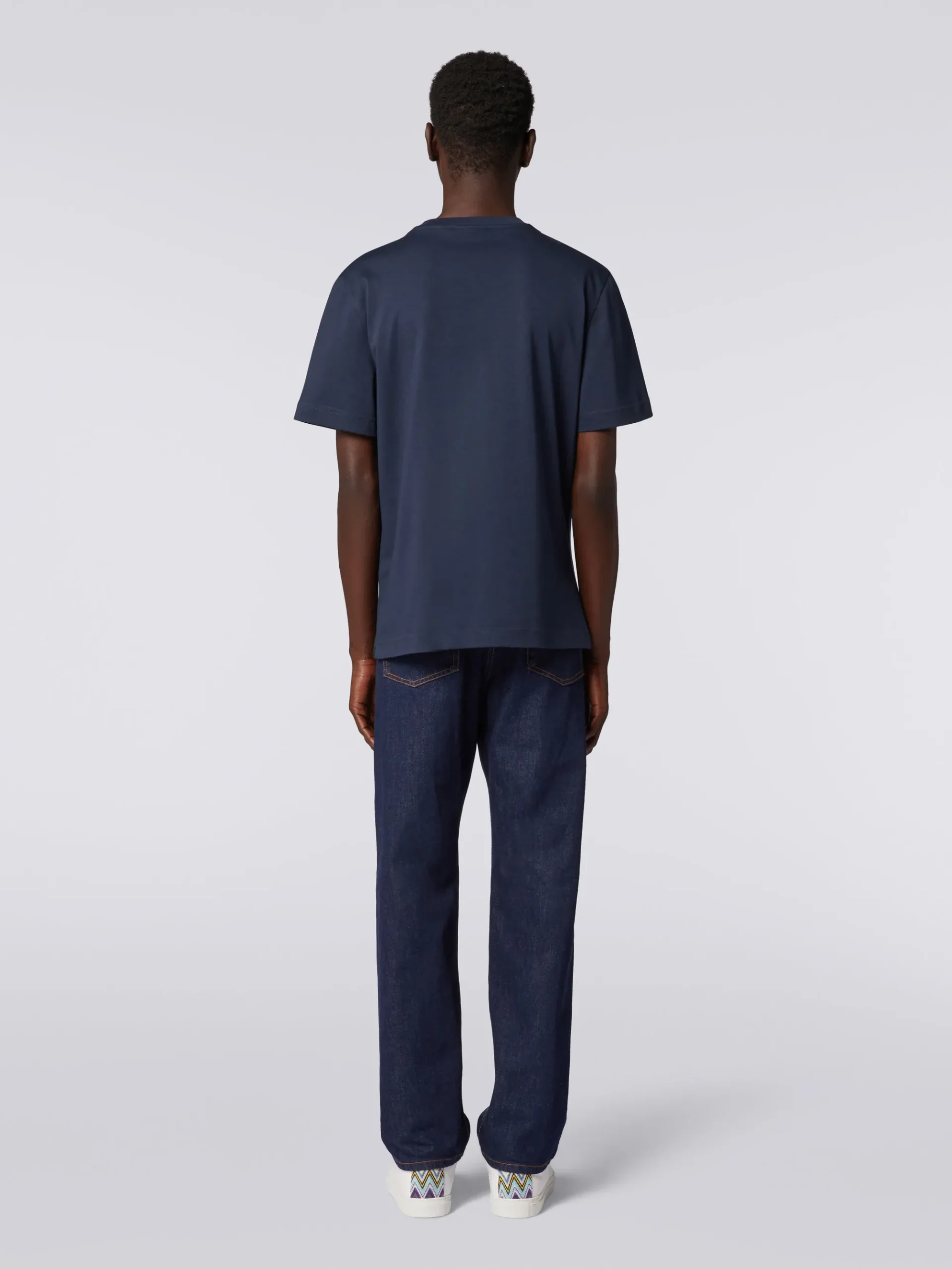 T-shirt à col ras du cou en coton avec broderie et logo