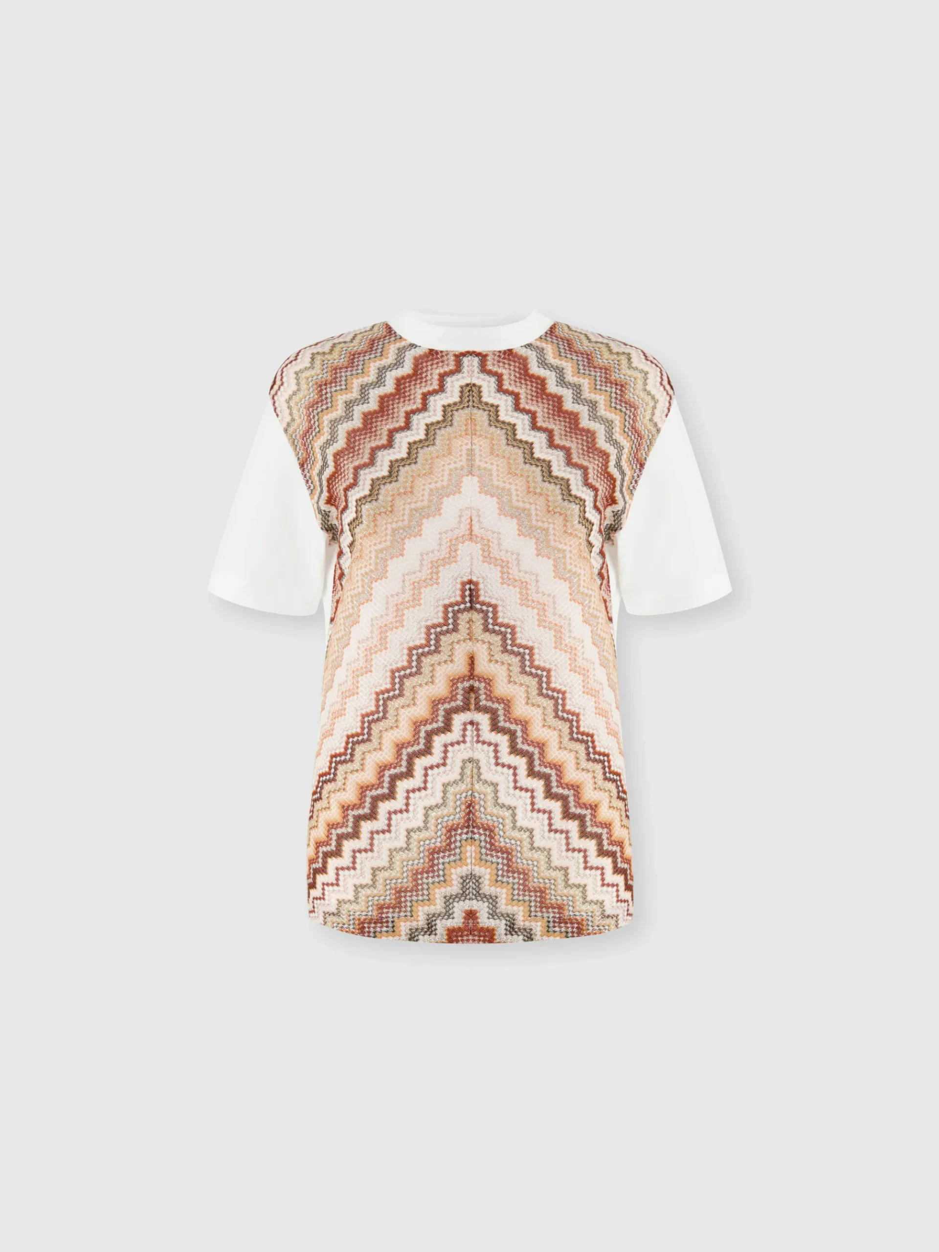 T-shirt à col rond avec empiècement en maille lamée zigzag