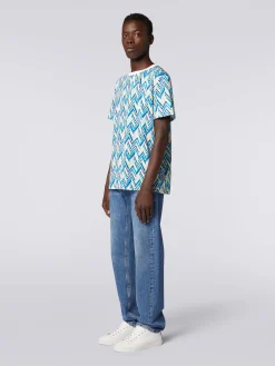 T-shirt à col rond en coton avec imprimé zig zag